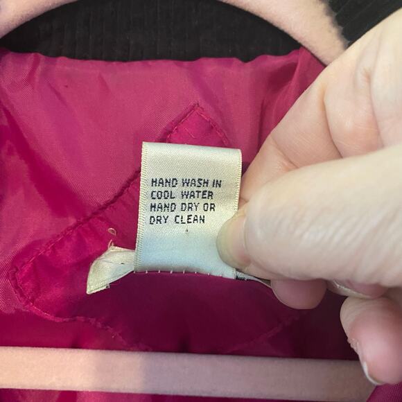 Vintage Bogari Silk Quilted Jacket 1X Fuchsia Pink Corduroy Collar 90s magenta - Picture 6 of 7